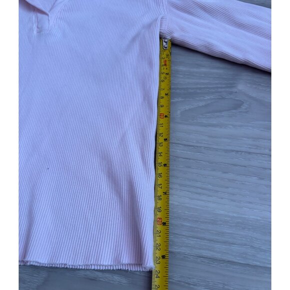 Banana Republic Pink Ribbed Collared Long Sleeve Top Women’s Small - Picture 6 of 6